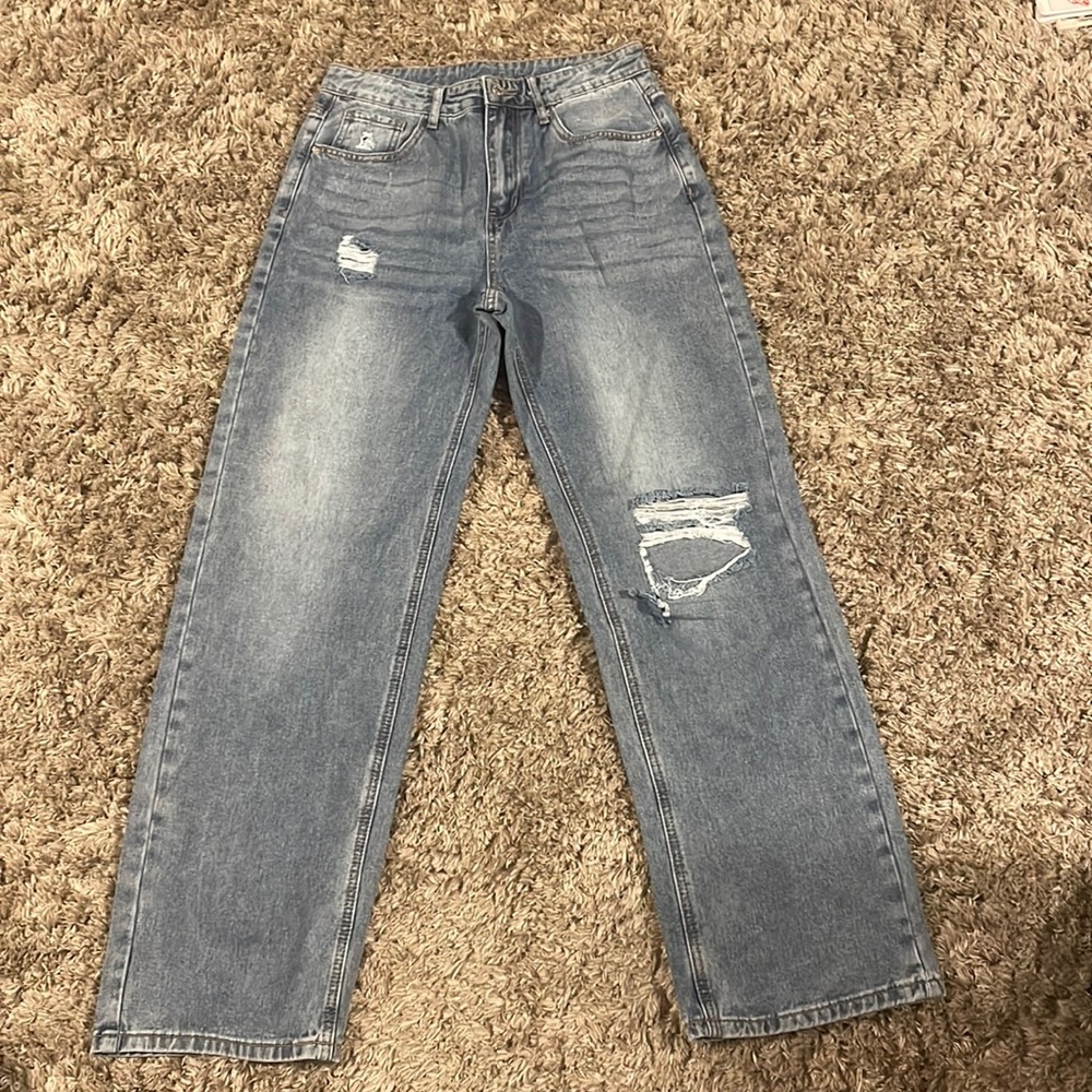 Blue straight leg jeans